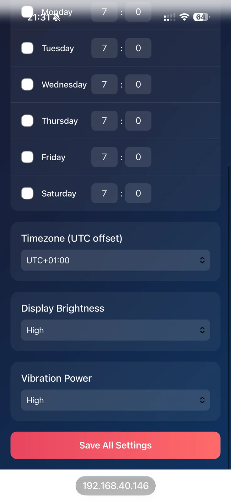 App UI Settings